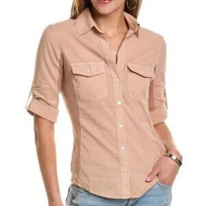 James Perse Pink Contrast Ribbed Surplus Button-Up Shirt. Size 2.